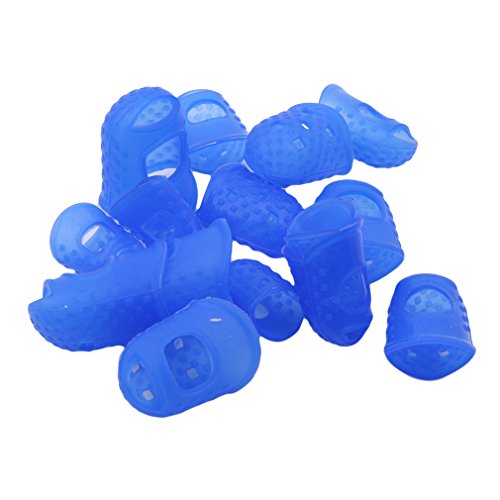 SOURBAN 15pcs Finger Protectors Silicone Finger Tips Rubber Protection Non-Stick Covers Gel Finger Cots for Hot Glue Gun Sewing Adhesives Scrapbooking Instrument,Blue