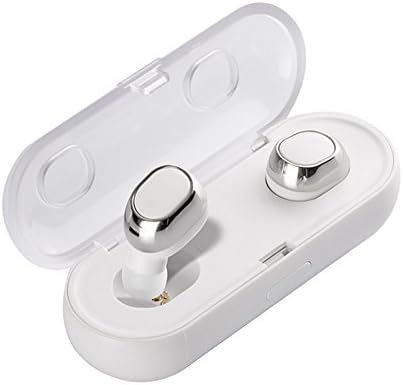 Bluetooth earphone with Noise Cancelling True Wireless Earbuds V4.2 Stereo Build-in Mic Headphones with Charging case for iphone 8 7 6 / android samsung note8 (TWS-16) (White Silver)