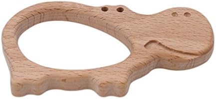 GUAngqi Wooden Teether Animal Shaped Baby Chew Rattle Teething Infant Toy DIY Natural Safe Wood Teething Accessories,burlywood (hippo)