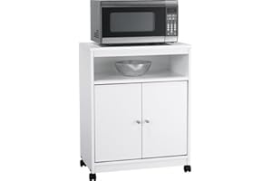 Ameriwood Home Good to Go Landry Microwave Cart, White