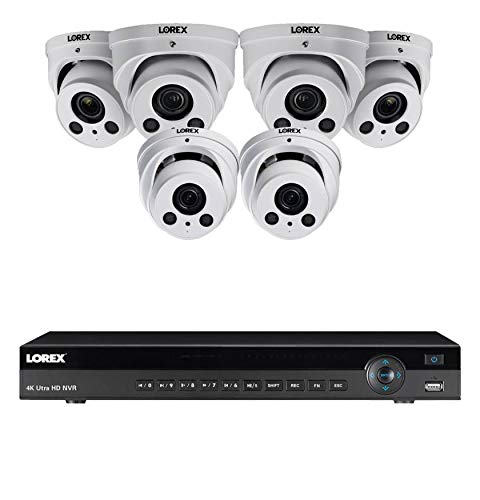 Lorex 8MP 4K Ultra HD IP 8 Channel 2TB NR9082 Series 2 HDD Slot NVR System with 4K 6xLNE8964AB Audio IP Dome Cameras, 4X Optical Zoom, 250FT Night Vision, Color Night Vision