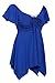 Meaneor Women's Plus Size Slimming V-neck Smocked Empire Waist Top Blouse Tshirt Blue XL