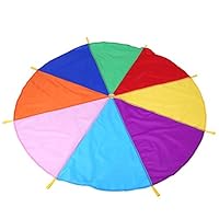 ViaGasaFamido Rainbow Play Parachute 8 Handles 2m Diameter Kids Play Rainbow Outdoor Teamwork Game Parachute Multicolor Toy