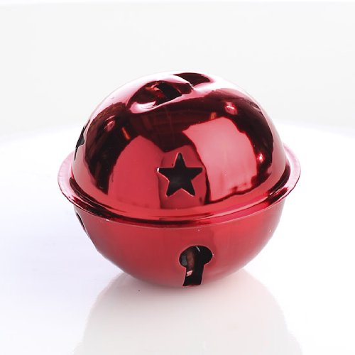 Package of 12 Shiny Red 65mm Jingle Bells with Star Cutouts for Embellishing and Decorating