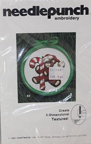 Christmas Candy Cane Teddy Needle Punch Embroidery Kit X2