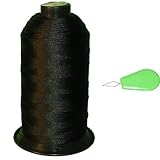Item4ever® Black Bonded Nylon Sewing Thread #92 T90 1850 Yard for Outdoor, Leather, Upholstery + Threader
