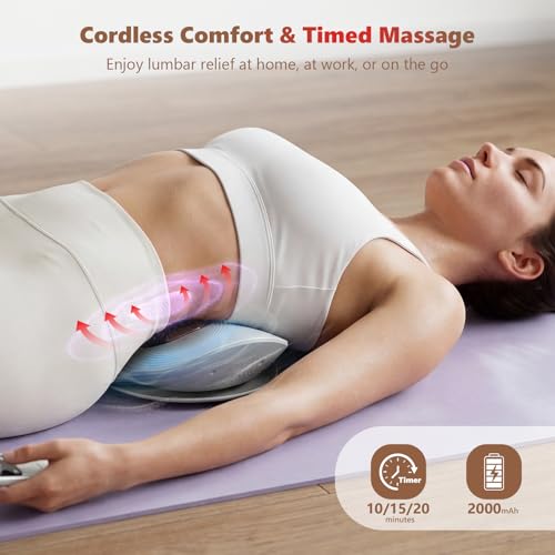 Smart Lower Back Massager, Rechargeable Lumbar Traction Massager, Electric Heated Lumbar Massager for Lower Back Pain, 3 Level Vibration Massage and Heat, Vibration & Adjustable Traction