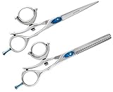 Suvorna Razpro Professional Barber Razor Edge Hair Cutting and Texturizing Shears/Scissors Set, Polished Steel
