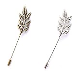AngelShop Men Metal Brooch Pin Vintage Vintage Tree Leaf Lapel Stick Brooch Pin for Suit 2PCS Leaf