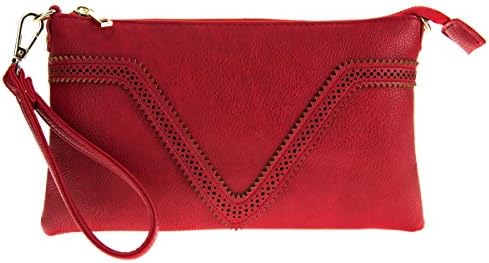 Canal Collections Decorative V Symbol Wristlet Crossbody Clutch (Red)