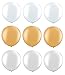 Elecrainbow 100 Pack 12 Inch 3.2 g/pc Thicken Round Pearlescent Latex Balloons for Party Decorations, White Gold Silver Balloons Assorted