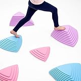 JumpOff Jo Rocksteady Balance Stepping Stones for Kids, Pastel Colors, Set of 6 Blocks in 3 Sizes