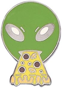 Last Valentine Green Alien Eating Pizza Enamel Pin Lapel Pin