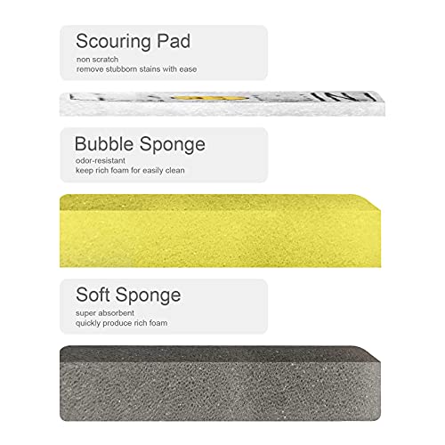 Scrub Sponge Non-Scratch Kitchen Cleaning Sponges for Dishes Reusable Heavy Duty Dishwashing Scrubbers Dual-Sided Scouring Pad, 8 Pack