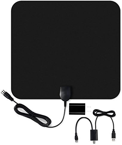 ewish 50 Miles Amplified HDTV Antenna with Amplifier Booster USB Power Supply to Boost Signal and 20ft Coaxial Cable, Shiny Antenna