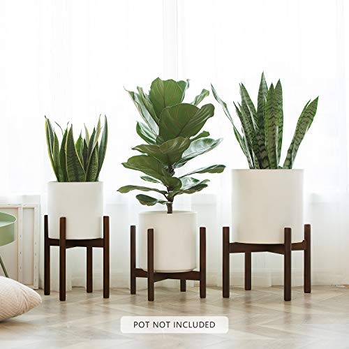 image for Mkono Plant Stand Mid Century Wood Flower Pot Holder Display (Plant an
