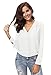 Urban CoCo Womens V Neck Ruffled Shoulder Solid Chiffon Blouse (Large, White)