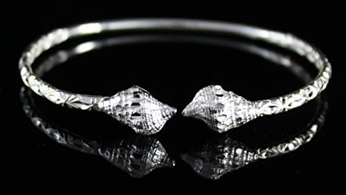 West Indian Bangle with Conch Shell Handmade in 925 Sterling Silver .110" gauge