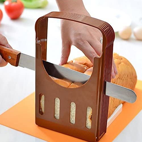 Bread Slicer, Manual Bread Slicer Toast Cutting Guide Bread Chopping Board with Crumb Holder with 4 Different Thicknesses Sandwich Maker Toast Slicer