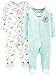 Simple Joys by Carter's Baby Neutral 2-Pack Cotton Footed Sleep and Play, Green Stripe/White Animal, 3-6 Months