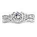 FlameReflection Stainless Steel Wedding Ring Set for Women Bridal Engagement Band Round CZ Three Stone