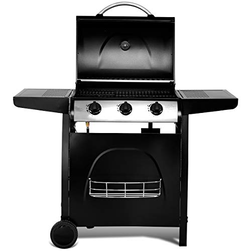 image for Giantex BBQ Propane Gas Grill Cart 3-Burner Outdoor Camping Cooking, 3