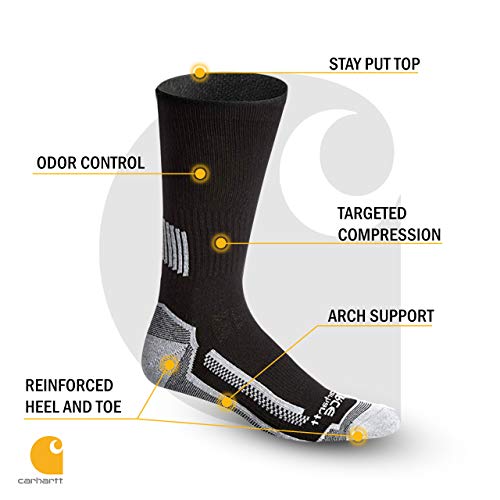 Carhartt Force Performance Men’s Crew Work Socks, Odor Resistant with