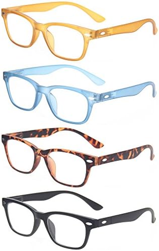 Reading Glasses 4 Pack Fashion Men And Women Readers Spring Hinge Glasses for Reading