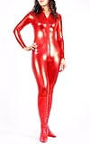 TOMSUIT Unicolor Shiny Metallic Zentai Catsuit, Front Open