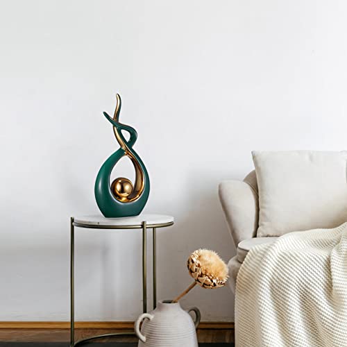 Moderne Keramik Abstrakte Skulptur, Spirale Dekorationsgegenstände, Indoor Flamme Statuen Hausdekoration Handwerk, für Wohnzimmer Büro Wohnung Zimmer Schlafzimmer Fensterbank Tischdekoration(Grün)