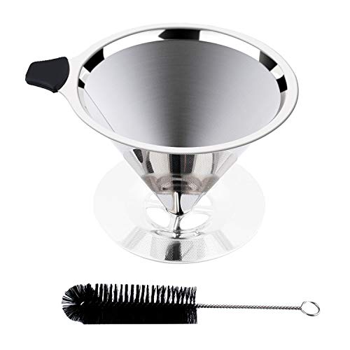 Podoy Reusable Pour Over Coffee Filter Cone Coffee Dripper(1-4 CUP)-Stainless Steel Coffee Filte Podoy Reusable Pour Over Coffee Filter Cone Coffee Dripper(1-4 CUP)-Stainless Steel Coffee Filte