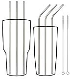 Ulti-Straws 6-Piece Stainless Steel Straws with 2-Piece Cleaning Brushes for 20 and 30-Ounce Tumblers