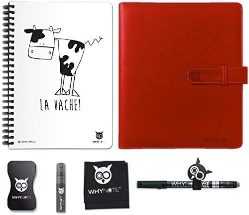 Whynote SKU222 Infinite Reusable Notepad A5 Full Pack Cow Design Red