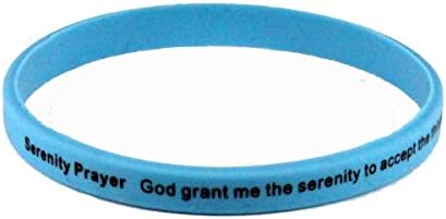 8150004 Set of 3 Serenity Prayer Thin Silicone Bracelet Band 6mm Adult Size 12 Step AA God Grant Me