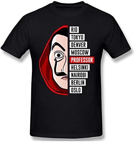 Knitkee Money Heist La Casa De Papel Dali Mask Tokyo Rio Professor Oslo Men Tee Black