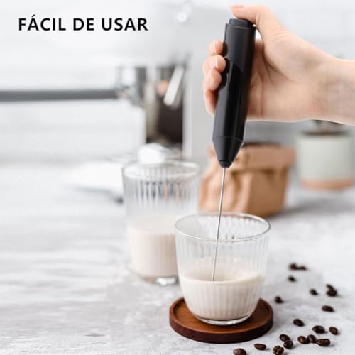MXHIGO MXHIGO Espumador de Leche Eléctrico Potente, Mini Agitador de Leche con Batidor de Acero Inoxidable, Batidor Manual para Café, Espumado Rápido, Mini Espumador Para Latte Capuchino Matcha