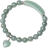 Unisex Healing Stone Bracelets Dangle Heart Natural Gemstone Charm Stretch Bracelet Crystal Energy Heart Charm Tiger Eye 12MM Beads Bracelet Handmade Meditation Stone Jewelry Elastic Yoga Bracelet