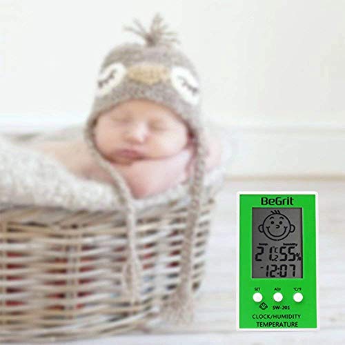 BeGrit Camera termometro per Il Bambino in Camera di Temperatura di umidit¨¤ Monitor Digital Facile istantanea Leggi con Smile/Sad Icona Emotion Verde
