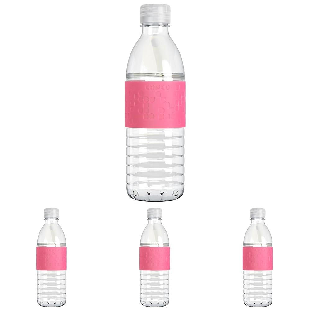 Copco Hydra 16.9 oz Water Bottle with Leak-Proof Lid - Tritan Reusable with Textured Grip Sleeve - BPA-Free, Shatter-Resistant, Dishwasher Safe for Travel, Gym, Work, Outdoors (Pink) (Pack of 4) Image