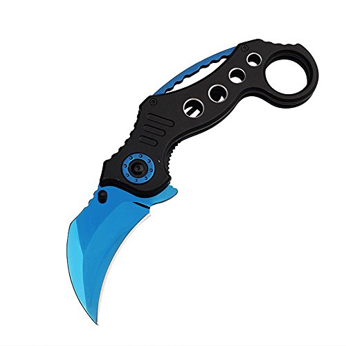 JUNHAO Pocket Knives Blade Tactical Folding Claw knife (Blue)