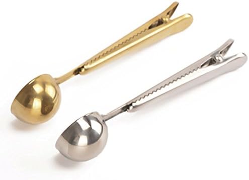 Premium Stainless Steel 2 Tablespoon Coffee Scoop /Spoon with Integrated Bag Clip,Coffee Scoop Long Handle By Geranium