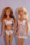 Doll Bra and Underwear Set in White with Nightgown Made to Fit the Barbie Doll