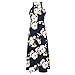 Romacci Women's Sleeveless Halter Neck Maxi Dress Vintage Floral Print Backless Beach Long Dresses S-5XL,Blue/Black