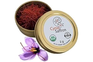 Cyrus Saffron, Organic USA Grown Superior Saffron 22-24 Karat All Red for Tapas, Paella, Rice Dishes, Tea (2 gram)