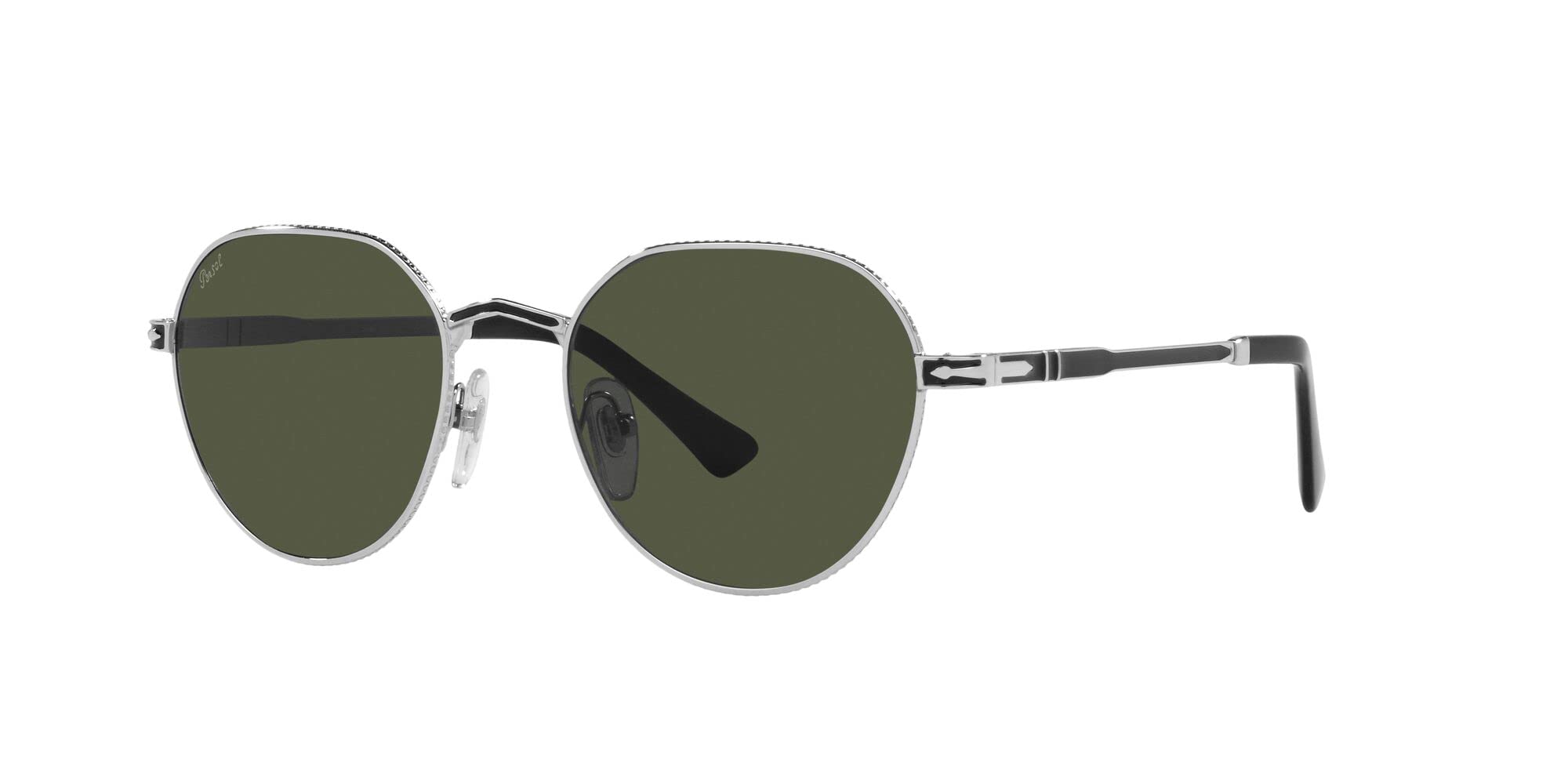 Photo 1 of Persol PO2486S Hexagonal Sunglasses, Silver/Black/Green, 51 mm