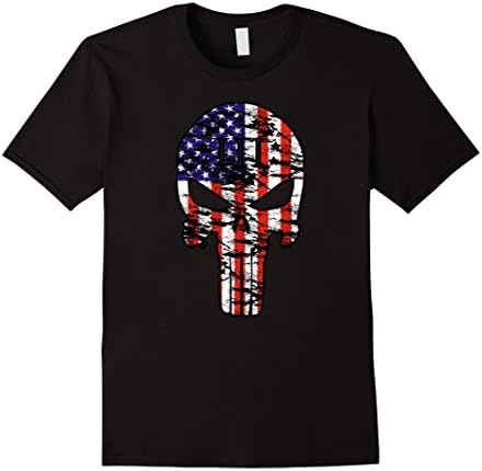 Men's Three Percenter Skull American Flag 2nd Amendment TSHIRT Medium Black