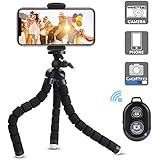 Phone Tripod,Candywe Cell Phone Tripod Flexible Tripod with Bluetooth Remote Shutter,Mini Tripod for iPhone Android Phone Camera GoPro,Smartphone Tripod Mount Stand with Carry Pouch