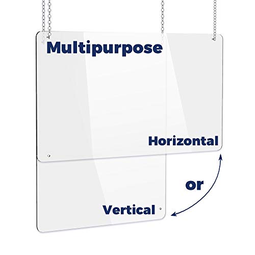 Hanging (24"x 24") Portable Acrylic Plexiglass Sneeze Guard Shield for