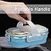 WORTHBUY Bento Lunch Box for Kids, 2 Compartments Stainless Steel Square Lunch Box with Portable Cutlery, Portion Control Food Storage Container Leakproof, BPA Free(Blue)