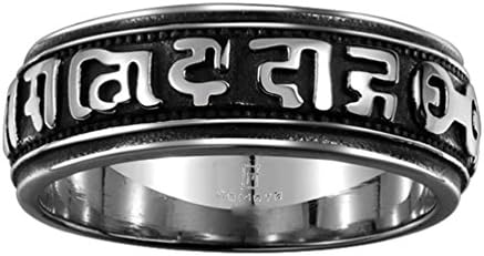 Aolomon 316L Stainless Steel Mysterious Words Punk Rings For Women or Men Size 11